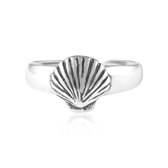 Luxe diamond engagement rings-Seashell Sterling Silver Toe Ring