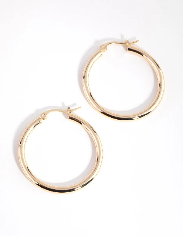 Fox wing earrings-Gold Plated Large Hoop Earrings