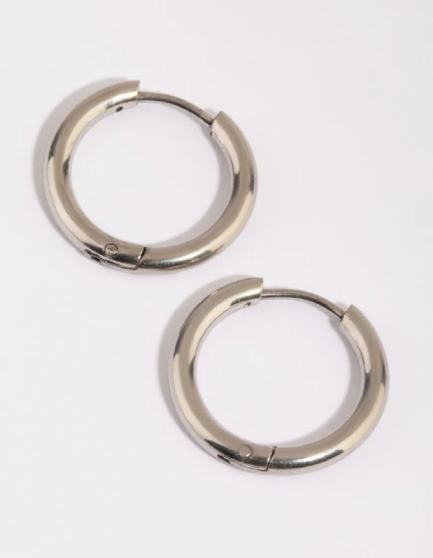 Oval dangle earrings-Surgical Steel Huggie Hoop Earrings