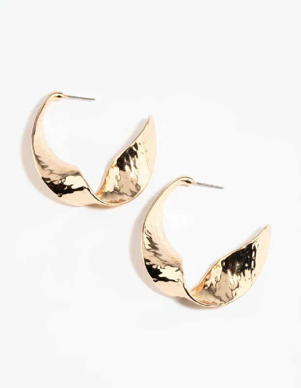 Silk fringe earrings-Gold Twisted Drop Earrings