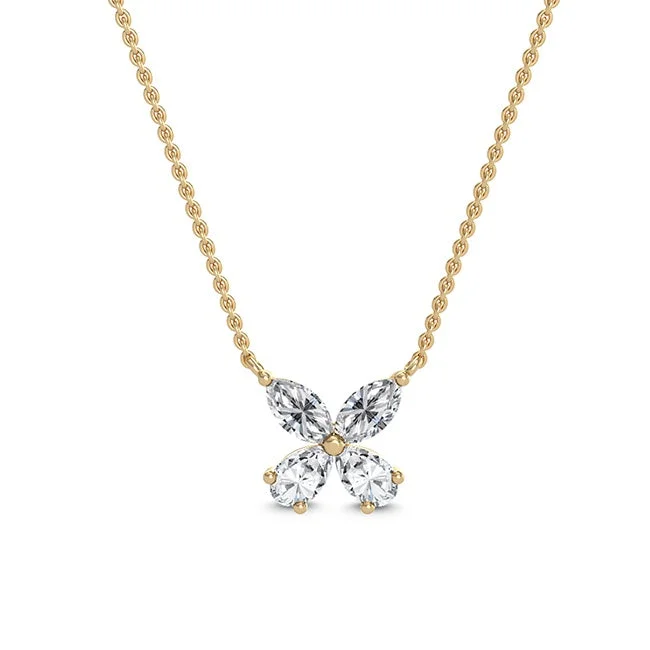 Loop knot necklaces-Lab Grown Diamond Flower Pendant Necklace