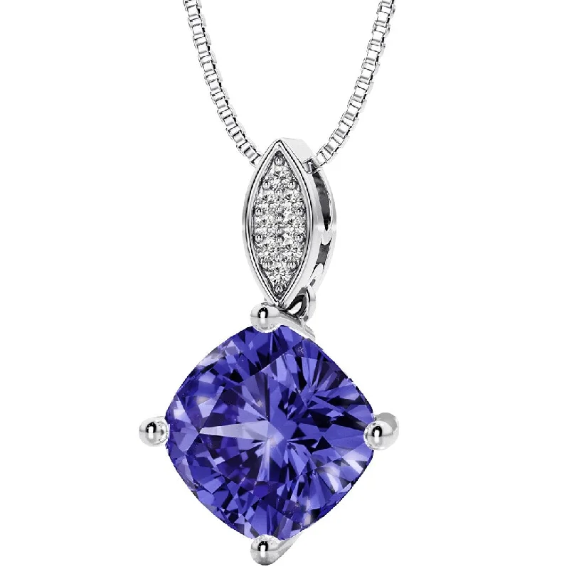 Vibrant enamel necklaces-14k White Gold 2.5 ct Tanzanite and Diamond Pendant Necklace