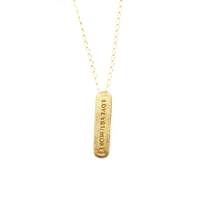 Fine bead necklaces-Love You More Vertical Charm Necklace in 10K & 14K Gold