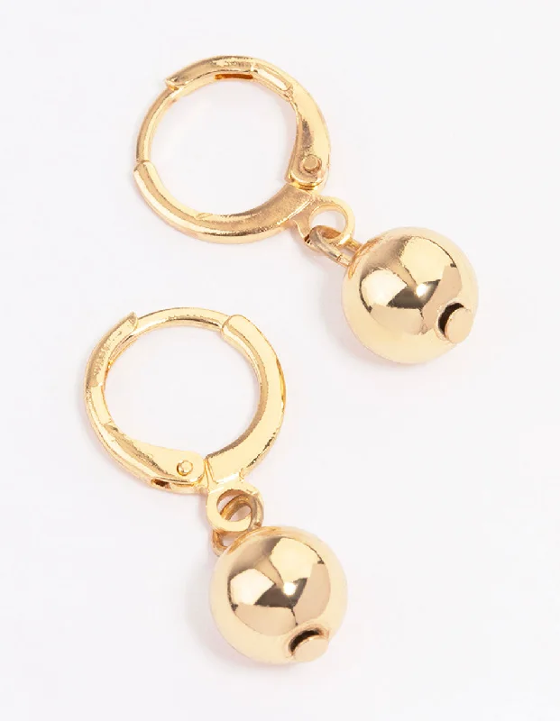 Flat knot earrings-Gold Small Classic Ball Huggie Earrings