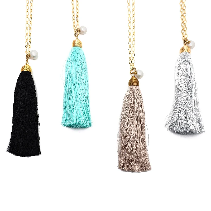 Wave pattern necklaces-Tassel Pendant Necklace