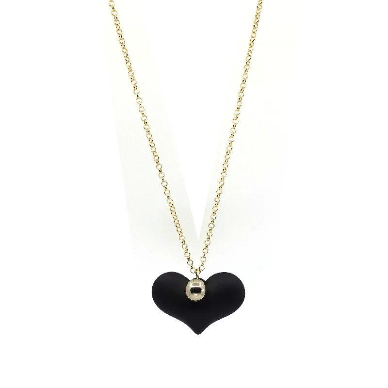 Wave pattern necklaces-Rubber Heart Pendant Necklace