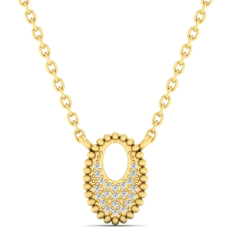 Baroque pearl necklaces-Diamond Medallion Starlight Oval Necklace in 14k Yellow Gold Necklace (0.04ctw)