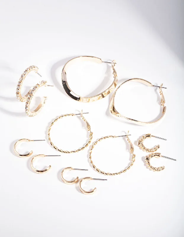 Wide tier earrings-Gold Multi Choice Hoop Earring 6-Pack