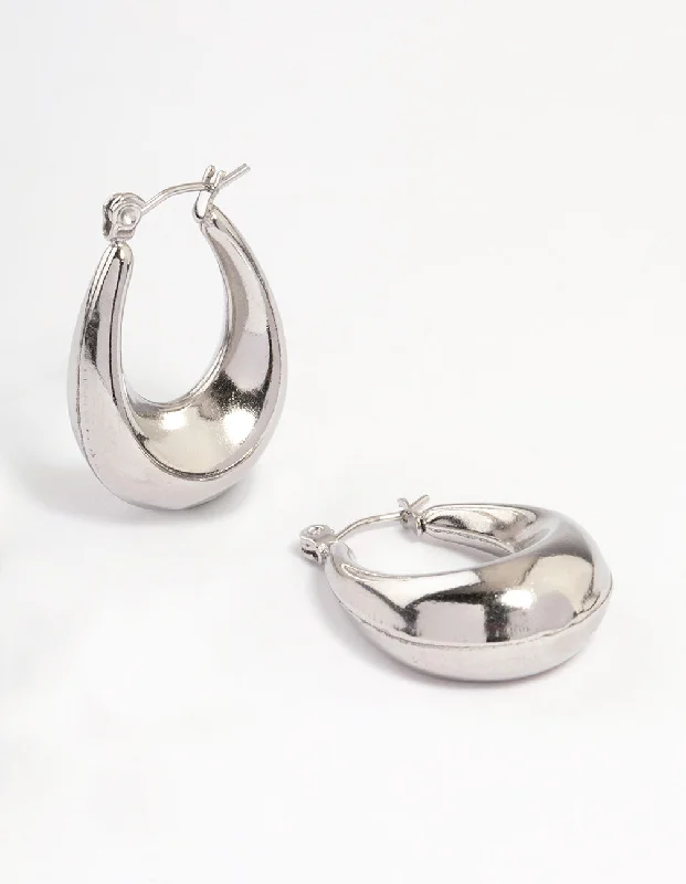 Subtle dangle earrings-Surgical Steel Wide Oval Hoop Earrings