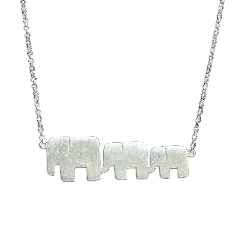 Cosmic charm necklaces-Sterling Silver 'Elephant Pride' Necklace - 7'6" x 9'6"