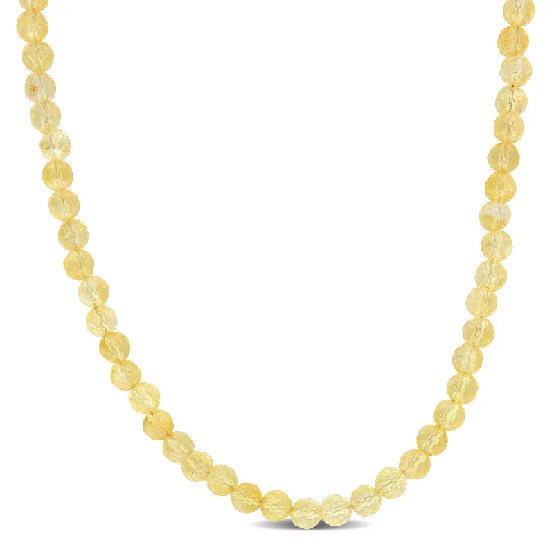 Coiled cord necklaces-Miadora 9.44ct TGW 4.5mm Citrine Bead Necklace in Yellow Sterling Silver