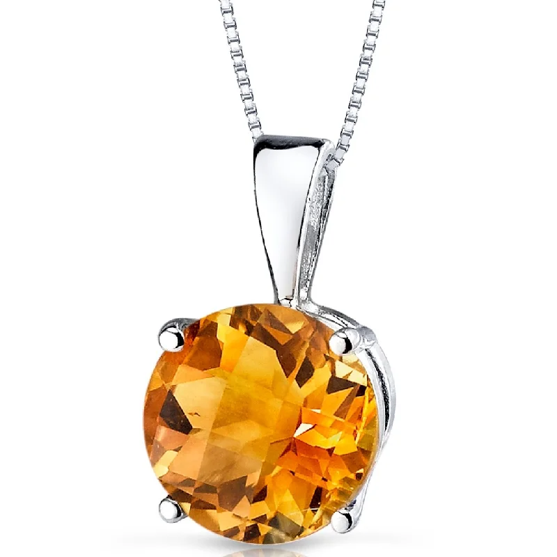 Elastic thread necklaces-14k White Gold 1.7 ct Citrine Pendant Necklace