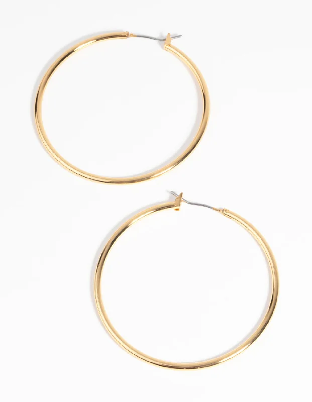 Vibrant enamel earrings-Gold Plated Large Hoop Earrings