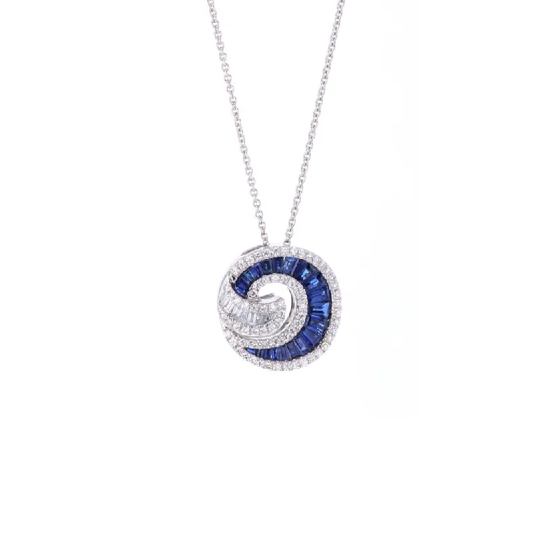 Elastic thread necklaces-Blue Sapphire & Diamond Pendant Necklace