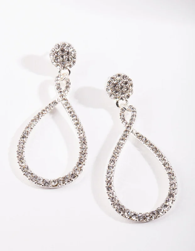 Topaz earrings-Silver Twist Teardrop Earrings