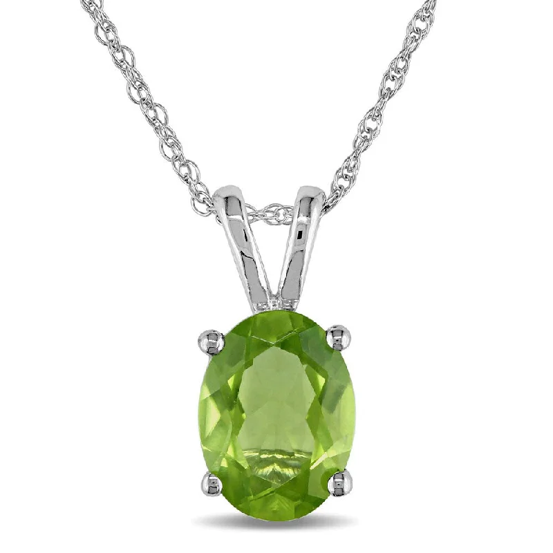 Dove feather necklaces-Miadora 10k White Gold Peridot Necklace