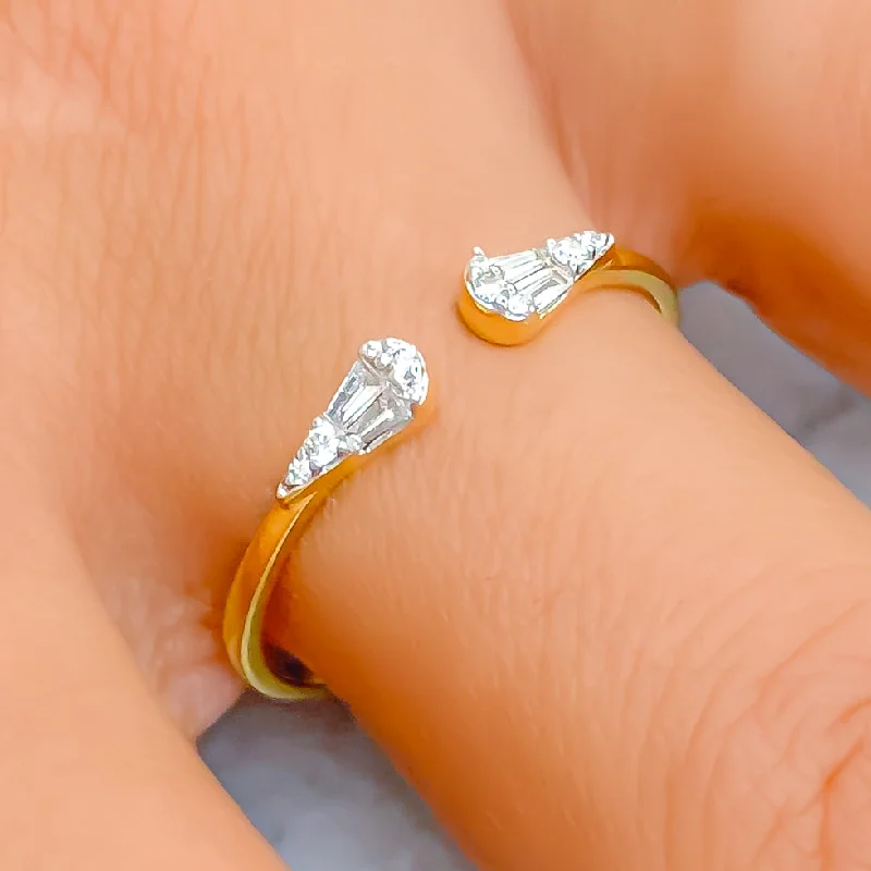 Asymmetrical engagement rings-Gorgeous Elevated 18K Gold + Diamond Open Ring