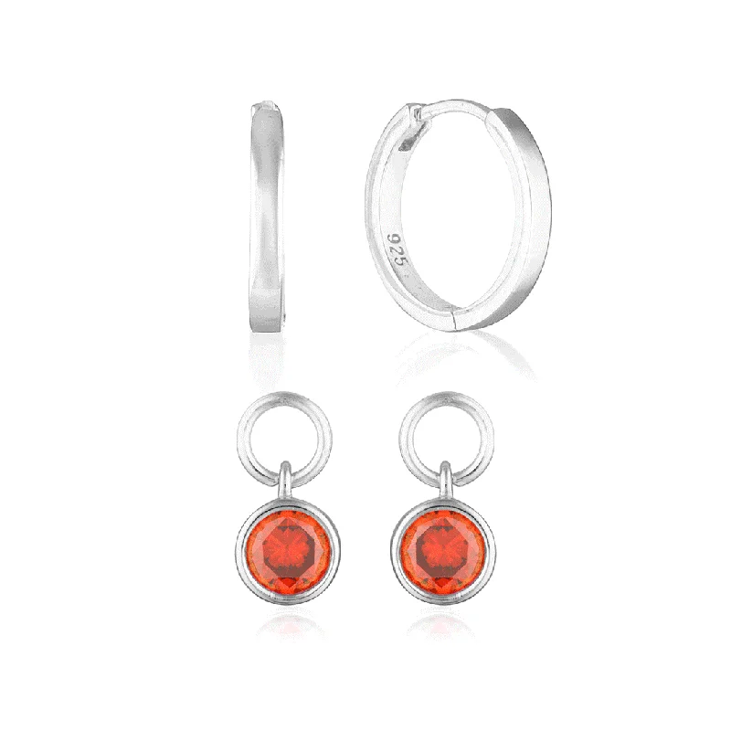 Ruby stone earrings-Design Your Birthstone Set Reese Silver