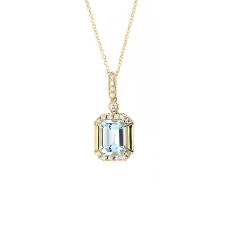 Polished bead necklaces-18" Aquamarine & Diamond Pendant Necklace | 10269587