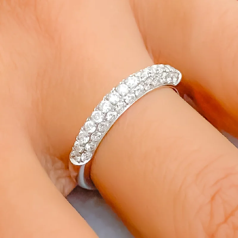 Minimalist band engagement rings-Sleek Shiny Diamond + 18k Gold Ring