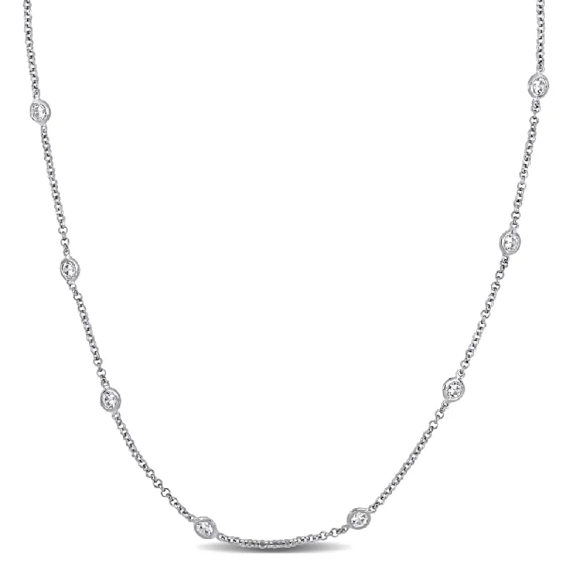 Stamped monogram necklaces-10ct TW Cubic Zirconia by the Yard Station Necklace in Sterling Silver by Miadora