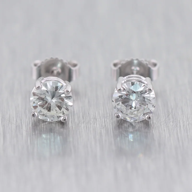 Topaz earrings-14k White Gold 1.20ctw Diamond Stud Earrings