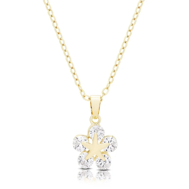 Tiny gem necklaces-Dolce Giavonna Gold or Silvertone Cubic Zirconia Star Necklace