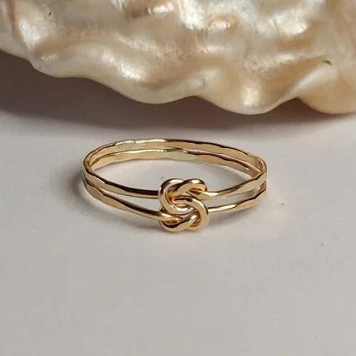 Bold geometric engagement rings-Love Knot Ring - 14K Gold-fill