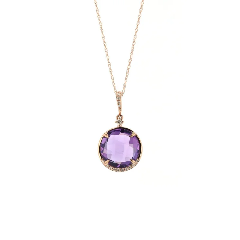 Worn style necklaces-Amethyst & Diamond Necklace