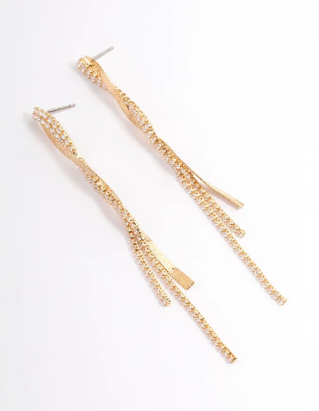 Oval dangle earrings-Gold Flat Snake Cupchain Drop Earrings