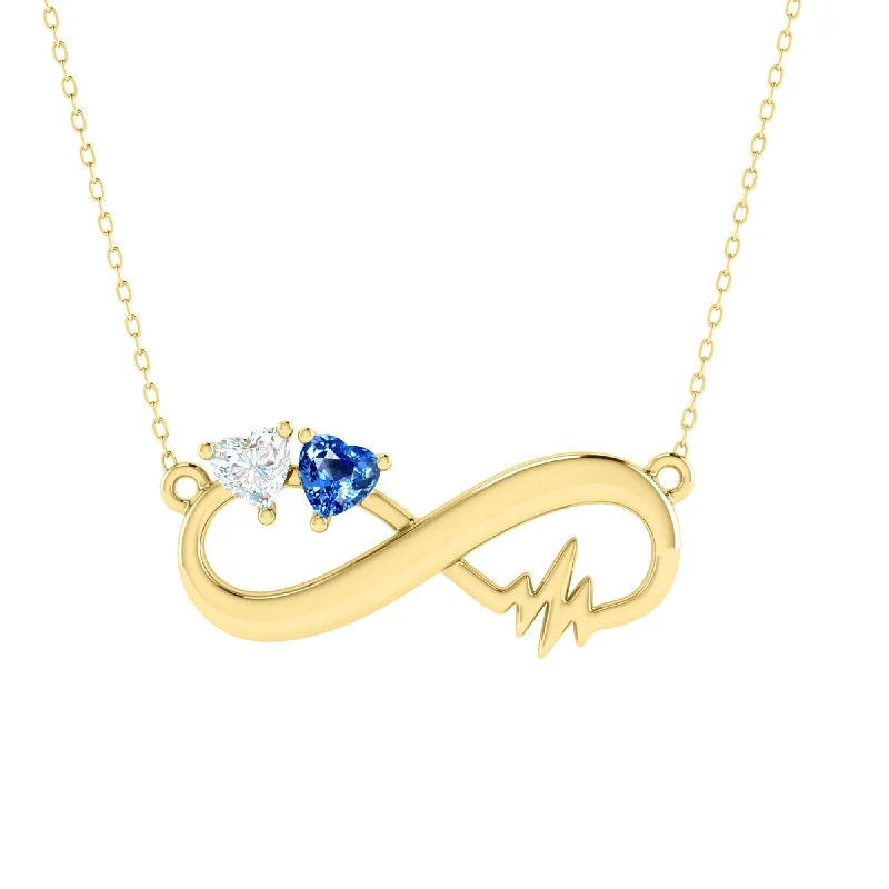 Elegant design necklaces-Gold Over Sterling Silver Blue Sapphire,White Topaz Infinity Necklace