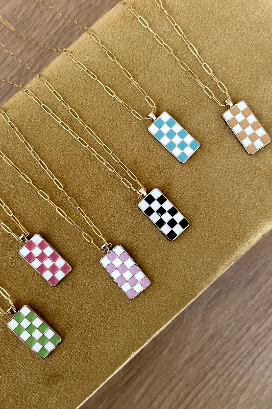 Joy charm necklaces-Checkered Necklace