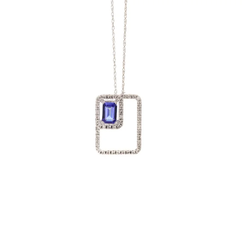 Patina bronze necklaces-Tanzanite & Diamond Pendant Necklace