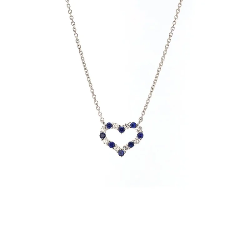 Joy charm necklaces-Blue Sapphire & Diamond Heart Pendant Necklace | M10278829