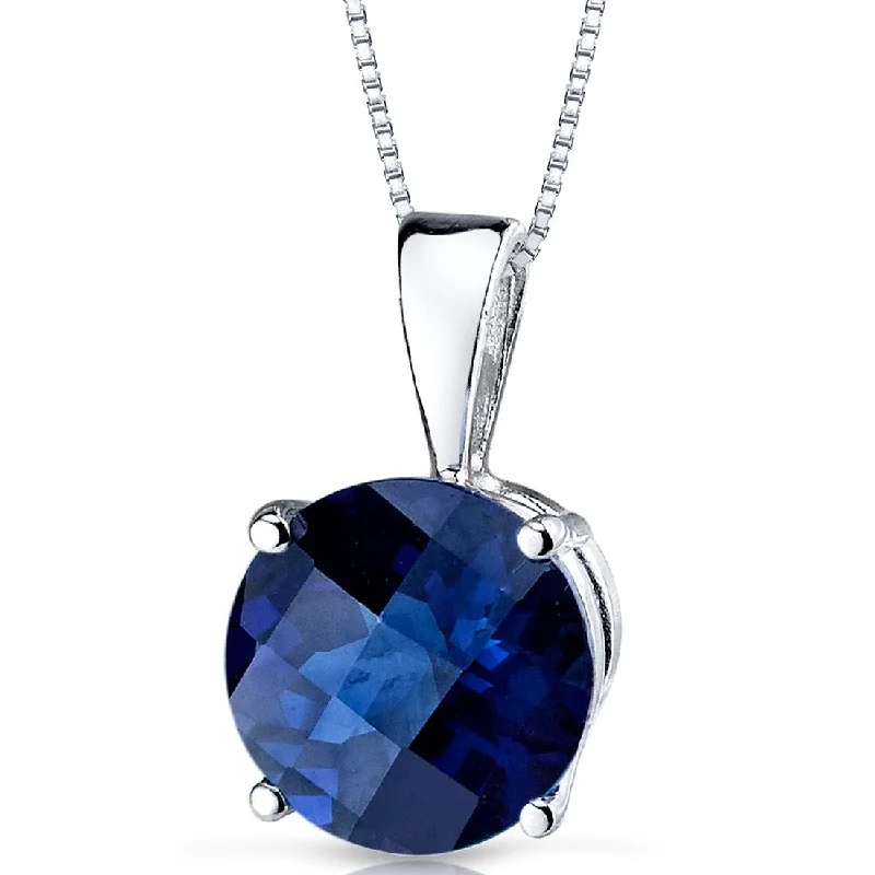 Shiny gold necklaces-14k White Gold 2.65 ct Created Sapphire Pendant Necklace