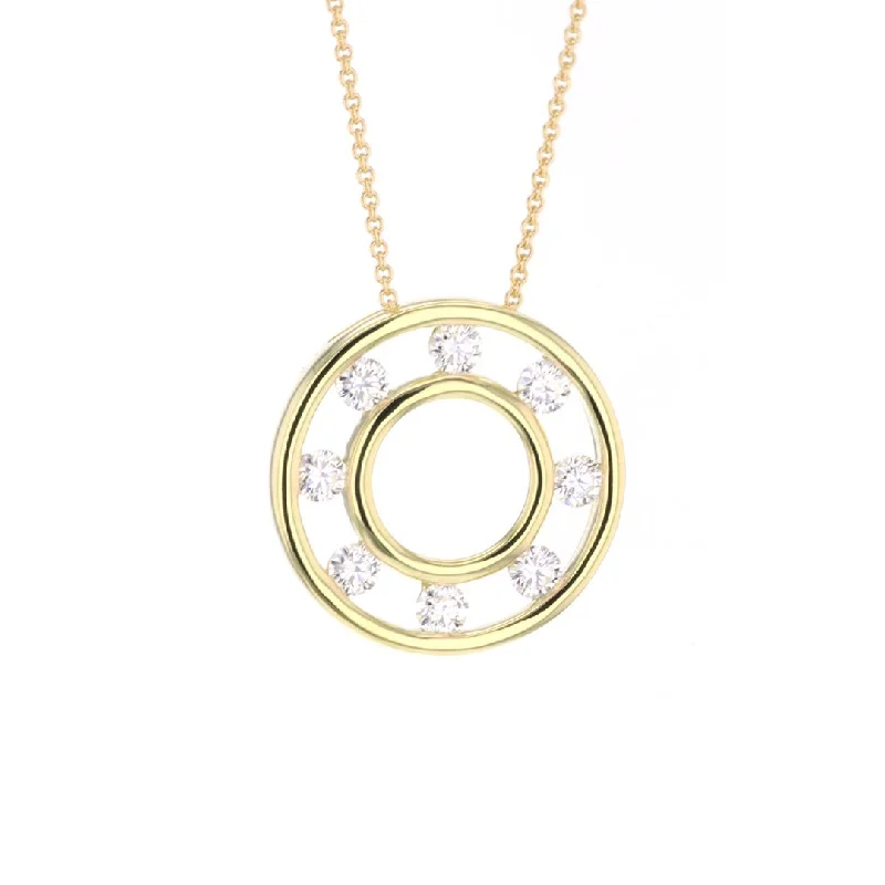 Leaf design necklaces-0.87 ctw Diamond Open Circle Pendant Necklace