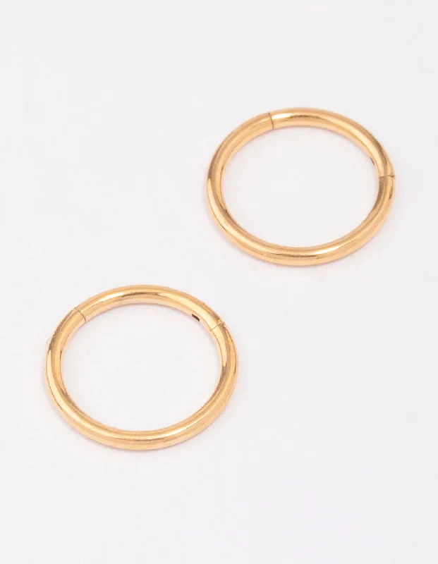 Light drop earrings-Gold Plated Titanium Fine Sleeper Earrings 10mm