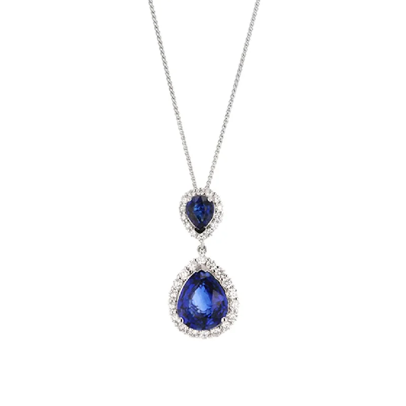 Yarn braid necklaces-Blue Sapphire & Diamond Pendant Necklace