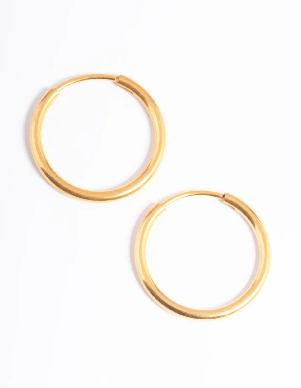 Surf motif earrings-Gold Plated Surgical Steel Thin 18mm Hoop Earrings