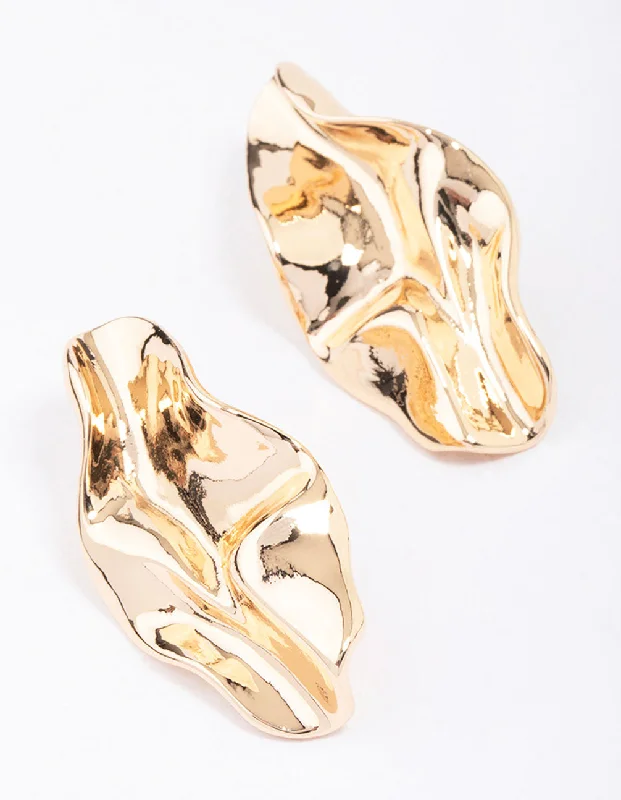 Layered tier earrings-Gold Wrapped Statement Stud Earrings