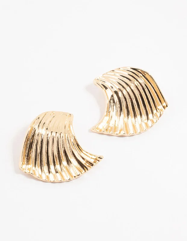 Solid ring earrings-Gold Molten Wrapped Stud Earrings