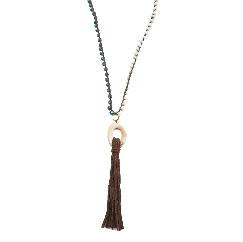 Lily motif necklaces-The Victoria Beaded Tassel Necklace