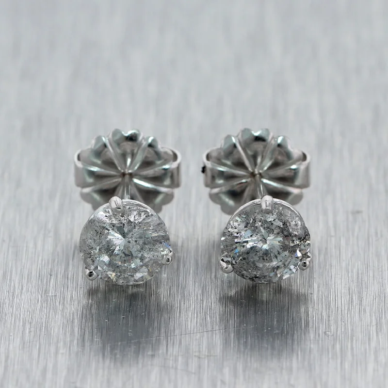 Bold cuff earrings-Modern White Gold Filled 3.86ctw Diamond Stud Earrings