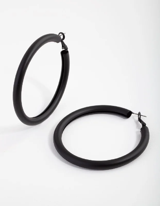 Deco style earrings-Matte Tube Hoop Earrings