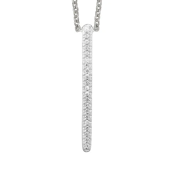 Tribal medallion necklaces-Diamond Modern Linear Pendant Necklace in White Gold (1/20ctw)