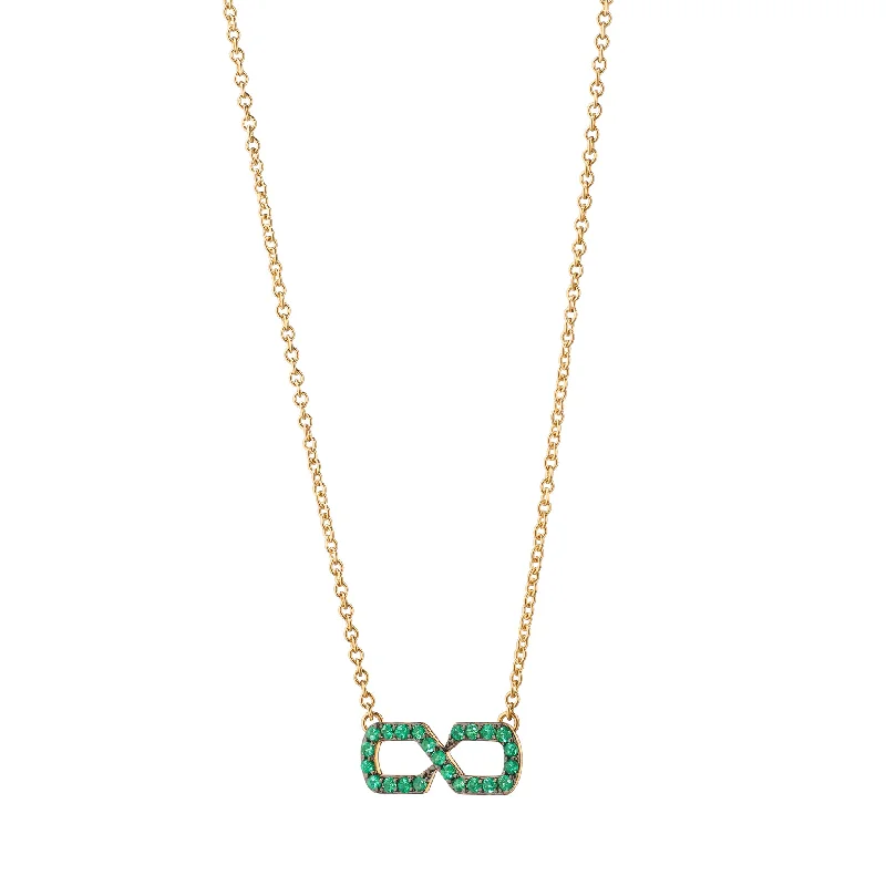 Baroque pearl necklaces-"The Symbol" Emerald Infinity Necklace