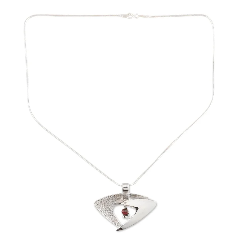 High gloss necklaces-Novica Handmade Hold Me Lightly Garnet Pendant Necklace