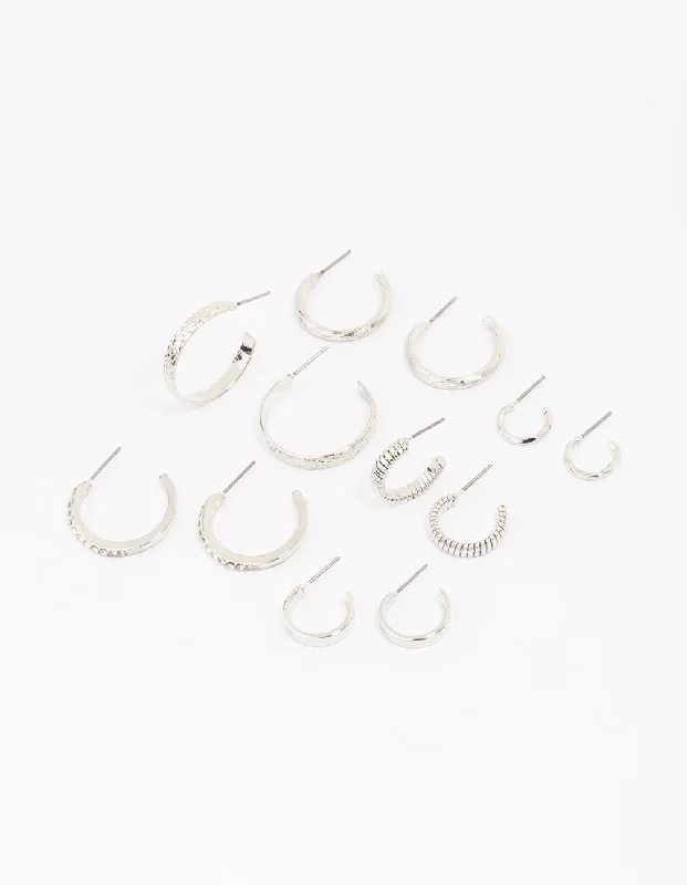 Wide hoop earrings-Silver Multi Hoop Earring 6-Pack