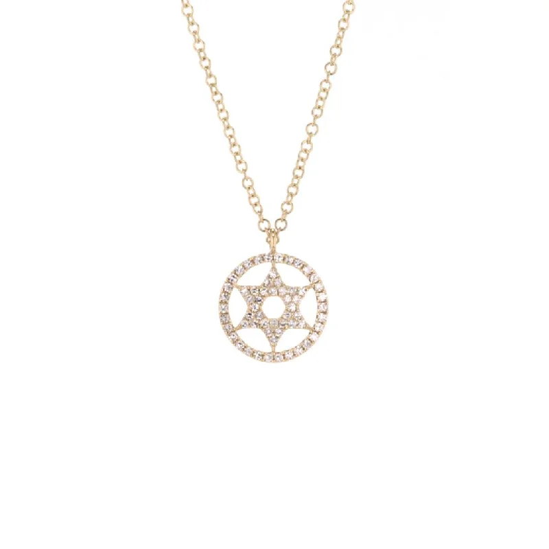 Vintage locket necklaces-Diamond Star of David Pendant Necklace