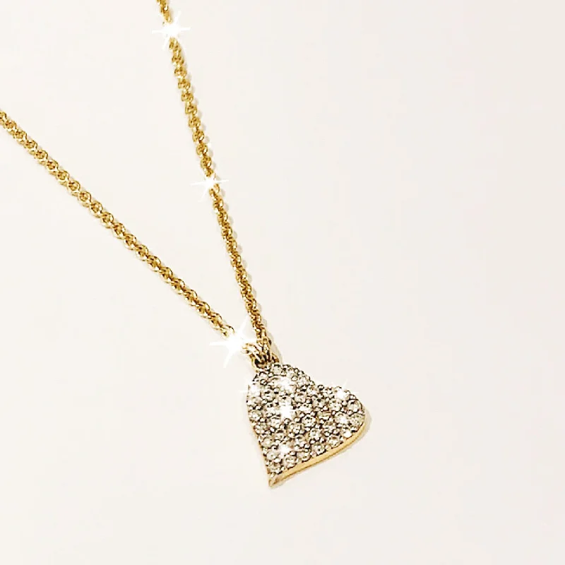 Polished name necklaces-The Lovely Heart Necklace in White Diamond & 14K Gold